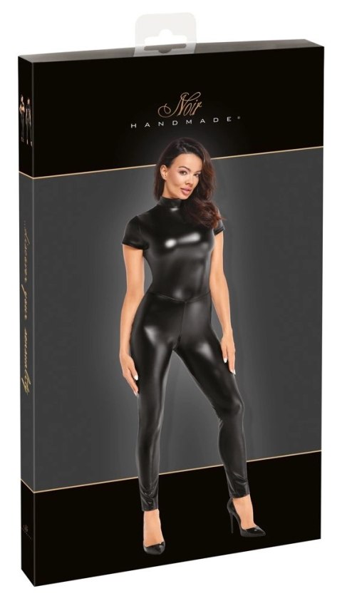 Noir Handmade Powerwetlook Kombinezon Czarny XL Z Krotkim Rękawem