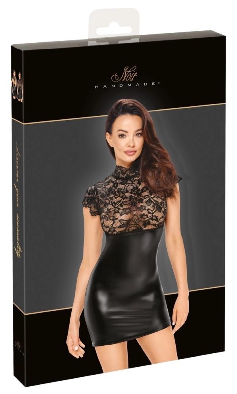 Noir Handmade Sukienka Koronkowa z Matową Spodnicą XL Czarna