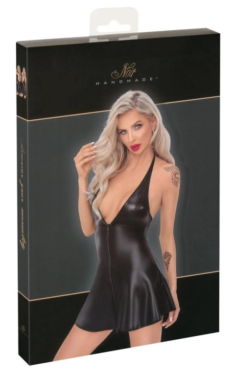 Noir Handmade Sukienka Krotka Czarna XL Matowa i Wetlook, Zamek Przod Noir Handmade Sukienka Krotka Czarna XL Matowa i Wetlook, Zamek Przod