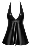 Noir Handmade Sukienka Krotka Czarna XL Matowa i Wetlook, Zamek Przod