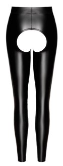 Noir L Legginsy damskie z wysoką talią, bezszwowe, czarne, open back