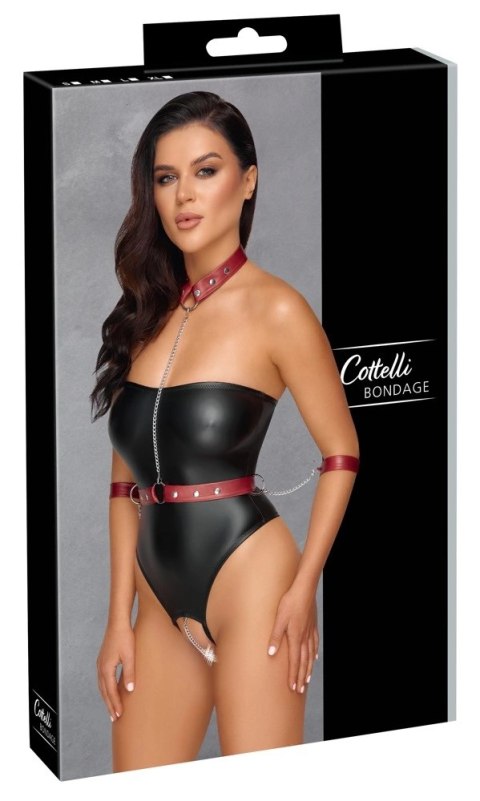 Cottelli Bondage Body XL czarne z czerwoną uprzężą i mankietami Cottelli Bondage Body XL czarne z czerwoną uprzężą i mankietami
