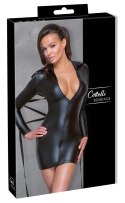 Cottelli Bondage sukienka czarna matowa M z wysokim kołnierzem i taśmą