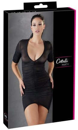 Cottelli Collection Sukienka Mini Czarna L Prześwitująca z Marszczeniem