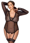 Cottelli Curves Body Transparentne Czarny 4XL Koronka Bez Krocza