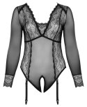 Cottelli Curves Body Transparentne Czarny 4XL Koronka Bez Krocza