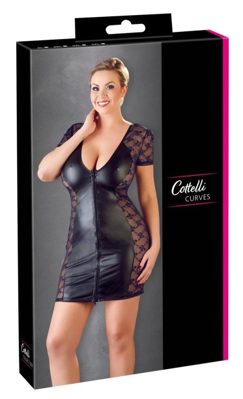 Cottelli Curves sukienka 4XL z krotkim rękawem i suwakiem, koronka