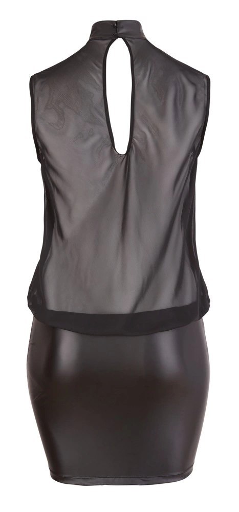 Cottelli Curves sukienka mini czarna 3XL z szyfonową gorą i siateczką Cottelli Curves sukienka mini czarna 3XL z szyfonową gorą i siateczką