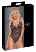 Cottelli LINGERIE Body damskie L czarne z koronką i otwartym krokiem