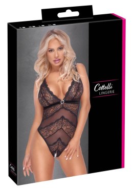 Cottelli LINGERIE Body damskie L czarne z koronką i otwartym krokiem