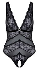 Cottelli Lingerie Body S Czarne z Kwiatową Koronką Elastyczne