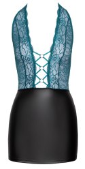 Cottelli Lingerie sukienka matowa czarna z zieloną koronką L