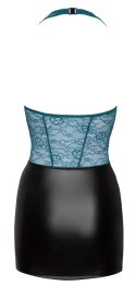 Cottelli Lingerie sukienka matowa czarna z zieloną koronką L