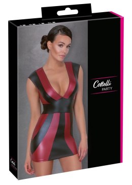 Cottelli PARTY L - sukienka taliowana krotka czerwona-czarna matowa