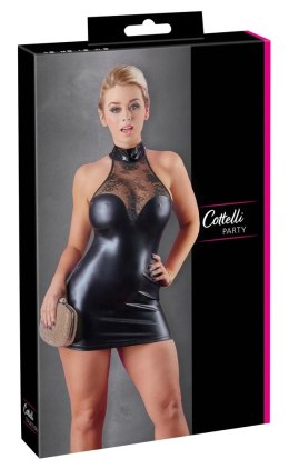 Cottelli PARTY sukienka czarna wet look koronka L kobieca elegancja