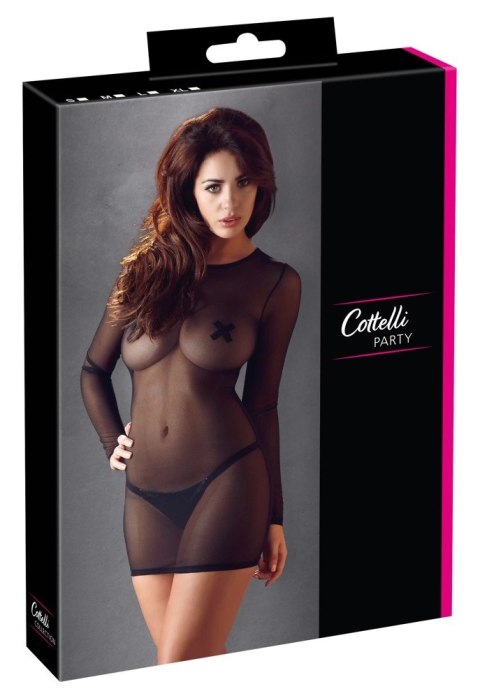Cottelli PARTY sukienka siateczkowa czarna XL z długim rękawem Cottelli PARTY sukienka siateczkowa czarna XL z długim rękawem
