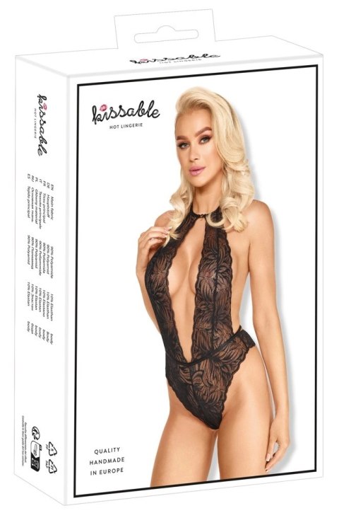 Kissable Body z Koronki Czarny Model Halterneck S/M z Ozdobami Kissable Body z Koronki Czarny Model Halterneck S/M z Ozdobami