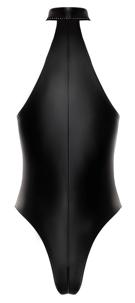 Noir Body Matowe L z Kołnierzykiem i Srebrnymi Dżetami, powerwetlook Noir Body Matowe L z Kołnierzykiem i Srebrnymi Dżetami, powerwetlook