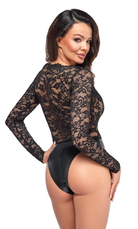 Noir Body damskie koronkowe z matowym dołem czarne M Noir Body damskie koronkowe z matowym dołem czarne M