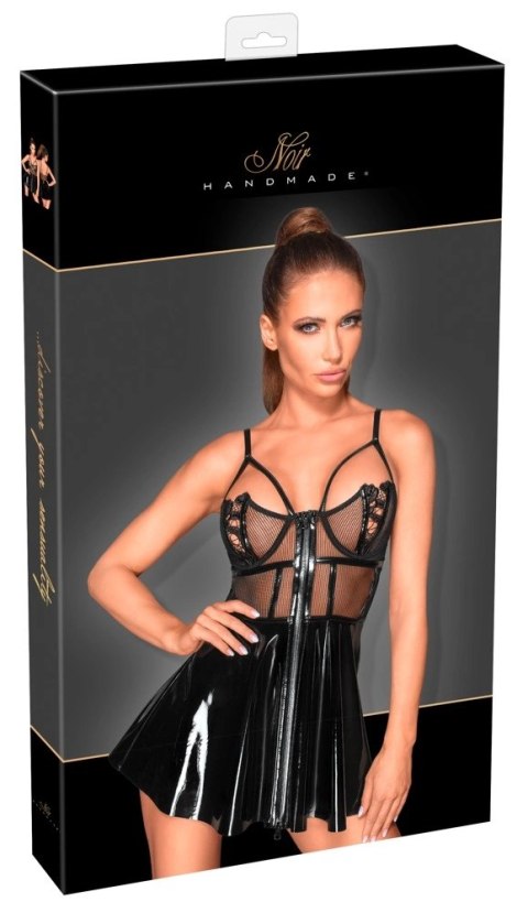 Noir Handmade S Krotka Sukienka Błyszcząca z Przezroczystą Gorą Noir Handmade S Krotka Sukienka Błyszcząca z Przezroczystą Gorą