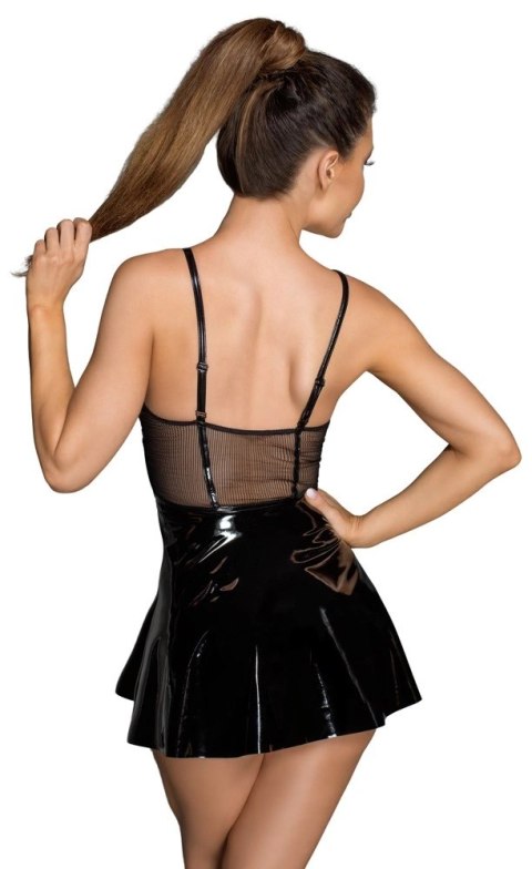 Noir Handmade S Krotka Sukienka Błyszcząca z Przezroczystą Gorą Noir Handmade S Krotka Sukienka Błyszcząca z Przezroczystą Gorą