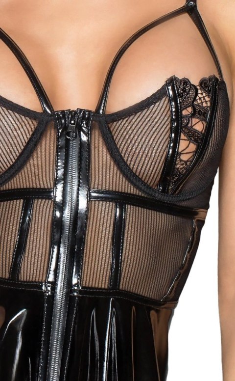 Noir Handmade S Krotka Sukienka Błyszcząca z Przezroczystą Gorą Noir Handmade S Krotka Sukienka Błyszcząca z Przezroczystą Gorą