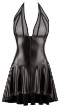 Noir Handmade S Krotka Sukienka Czarna z Prześwitującą Gorą i Zamkiem