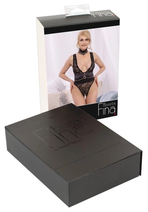 Abierta Fina Body Koronkowe XL z Łańcuszkiem Rożowe Złoto Bez Krocza Abierta Fina Body Koronkowe XL z Łańcuszkiem Rożowe Złoto Bez Krocza