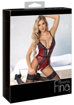 Abierta Fina Body czerwone z czarną koronką, łańcuszki, rozmiar M