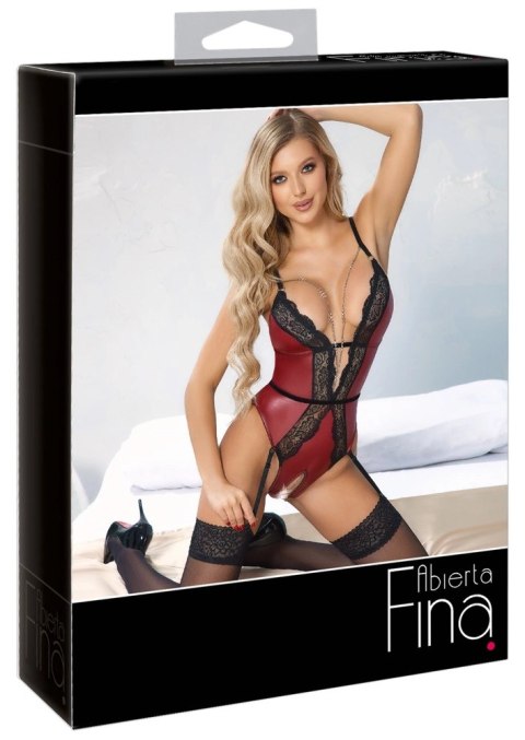 Abierta Fina Body czerwone z czarną koronką, łańcuszki, rozmiar M Abierta Fina Body czerwone z czarną koronką, łańcuszki, rozmiar M
