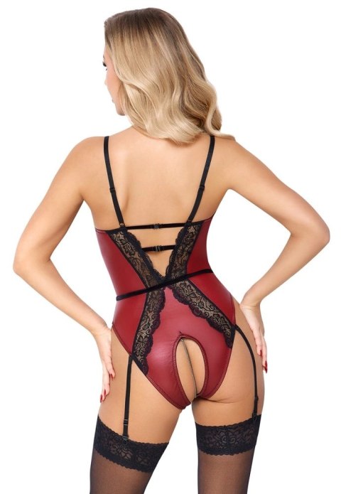 Abierta Fina Body czerwone z czarną koronką, łańcuszki, rozmiar M Abierta Fina Body czerwone z czarną koronką, łańcuszki, rozmiar M