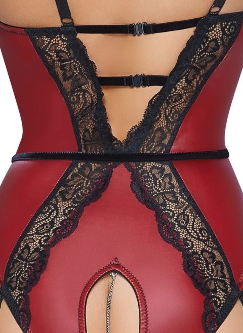 Abierta Fina Body czerwone z czarną koronką, łańcuszki, rozmiar M Abierta Fina Body czerwone z czarną koronką, łańcuszki, rozmiar M