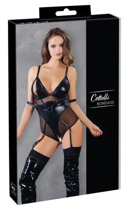 Cottelli Bondage Body XL czarne wet look z zamkami i regulacją