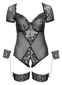 Cottelli Bondage Body Siateczkowe z Koronką 90D/XL z Mankietami