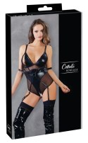 Cottelli Bondage Body czarne L z zamkami i regulacją ramiączek