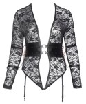 Cottelli Bondage Body koronkowe z mankietami, bez kroku, 4XL, czarne
