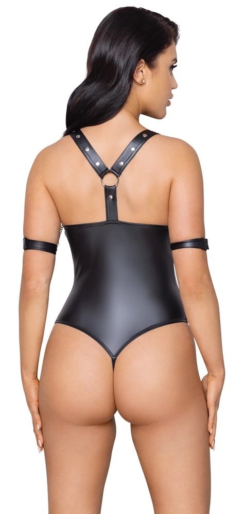 Cottelli Bondage Body matowe L z 3 srebrnymi pierścieniami i paskami Cottelli Bondage Body matowe L z 3 srebrnymi pierścieniami i paskami