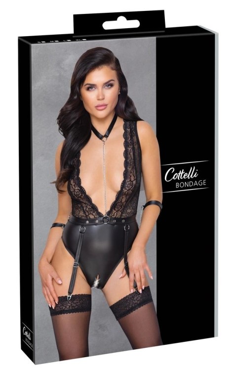Cottelli Bondage Body z Mankietami, Obrożą i Paskami S, koronka Cottelli Bondage Body z Mankietami, Obrożą i Paskami S, koronka