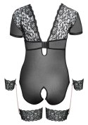 Cottelli Bondage Body z koronką, siateczką i mankietami 2XL