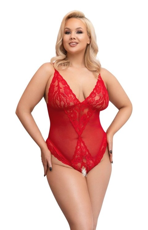 Cottelli CURVES Body czerwone z koronką, otwarta konstrukcja 3XL Cottelli CURVES Body czerwone z koronką, otwarta konstrukcja 3XL