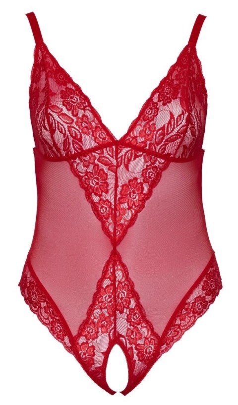 Cottelli CURVES Body czerwone z koronką, otwarta konstrukcja 3XL Cottelli CURVES Body czerwone z koronką, otwarta konstrukcja 3XL