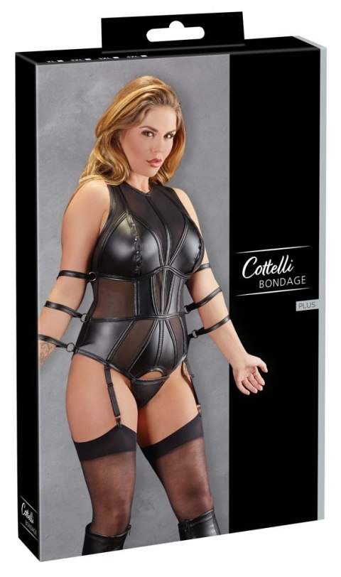Cottelli Collection Body Bondage z mankietami, suwakami, 4XL, czarne Cottelli Collection Body Bondage z mankietami, suwakami, 4XL, czarne