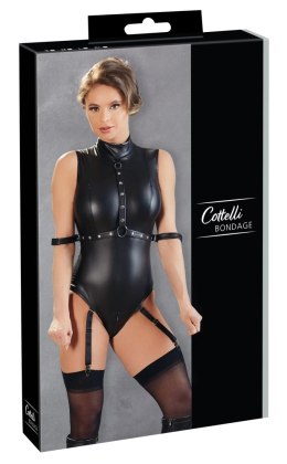 Cottelli Collection Body L z paskami, otwartym kroczem, czarne