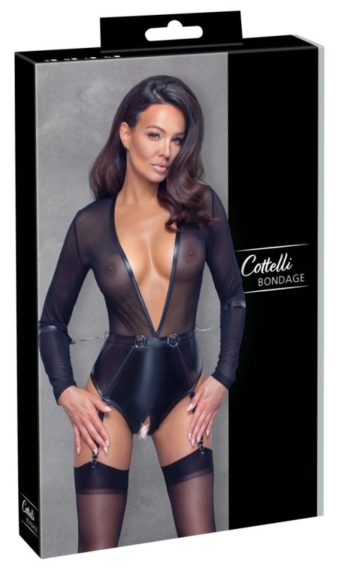 Cottelli Collection Bondage Body XL z siateczki i pasem z pierścieniami