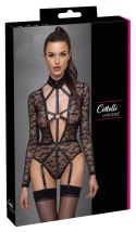 Cottelli LINGERIE Body Koronkowe Czarny XL Długi Rękaw Uprząż