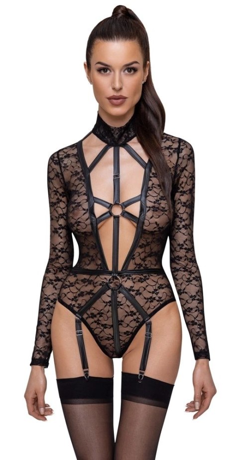 Cottelli LINGERIE Body Koronkowe Czarny XL Długi Rękaw Uprząż Cottelli LINGERIE Body Koronkowe Czarny XL Długi Rękaw Uprząż