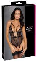 Cottelli LINGERIE Body Koronkowe Czarny XL z Perełkami i Odpinanymi Ramiączkami