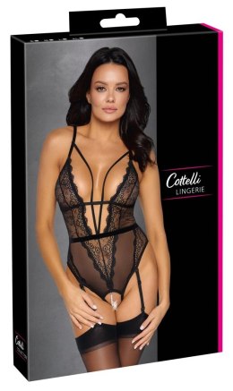 Cottelli LINGERIE Body Koronkowe Czarny XL z Perełkami i Odpinanymi Ramiączkami