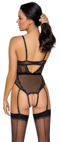 Cottelli LINGERIE Body Koronkowe Czarny XL z Perełkami i Odpinanymi Ramiączkami
