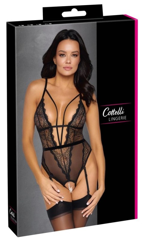 Cottelli LINGERIE Body Koronkowe Czarny Zdejmowany Naszyjnik Pereł M Cottelli LINGERIE Body Koronkowe Czarny Zdejmowany Naszyjnik Pereł M